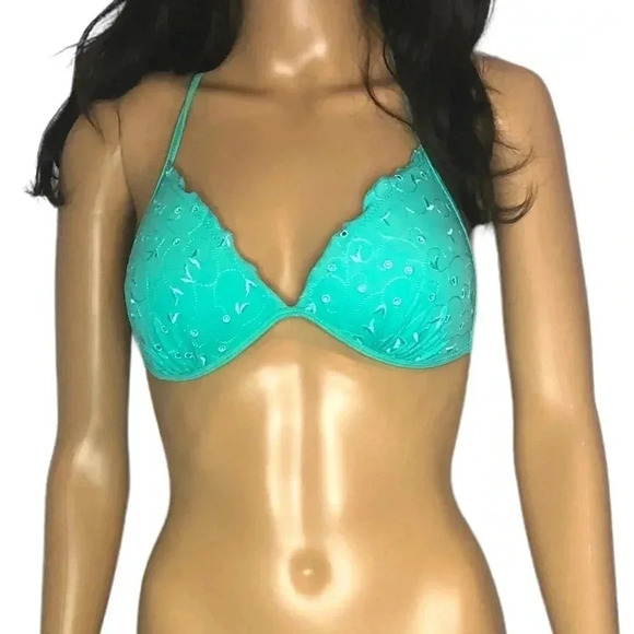 OVS SWIMWEAR Floral Embroidered Scallop Bikini Top- Juniors Size 3 - Picture 2 of 5